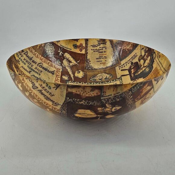 Vintage Fiberglass Mid Century Recipe kitchen retro Pattern large Bowl 11" - Picture 1 of 4